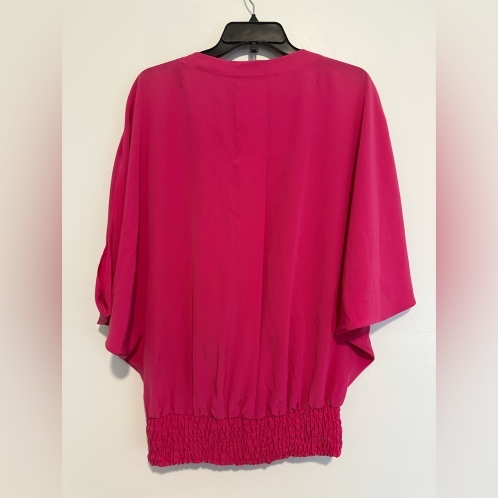 Akris Punto Blouse Top Pink Short Dolman Sleeves Silk Elastic Hem size 4 - Picture 5 of 5